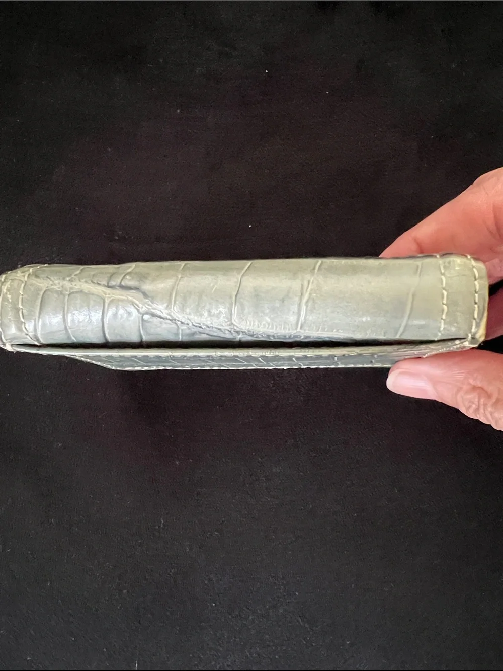 Brighton Croc-Embossed Heart Card Wallet - gray